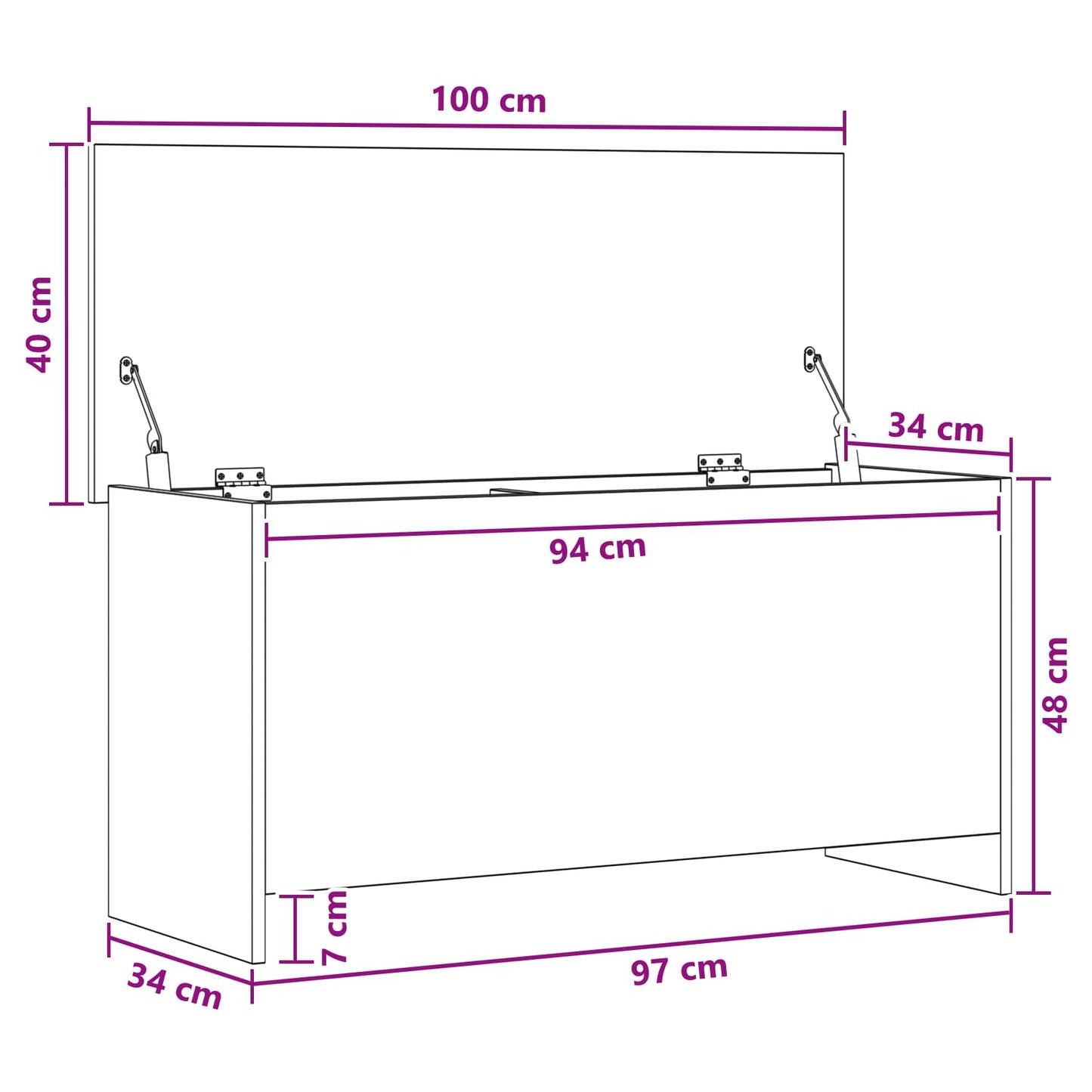 Cassa di stoccaggio con archiviazione Bianco 100 x 40 x 50 cm | homemem39