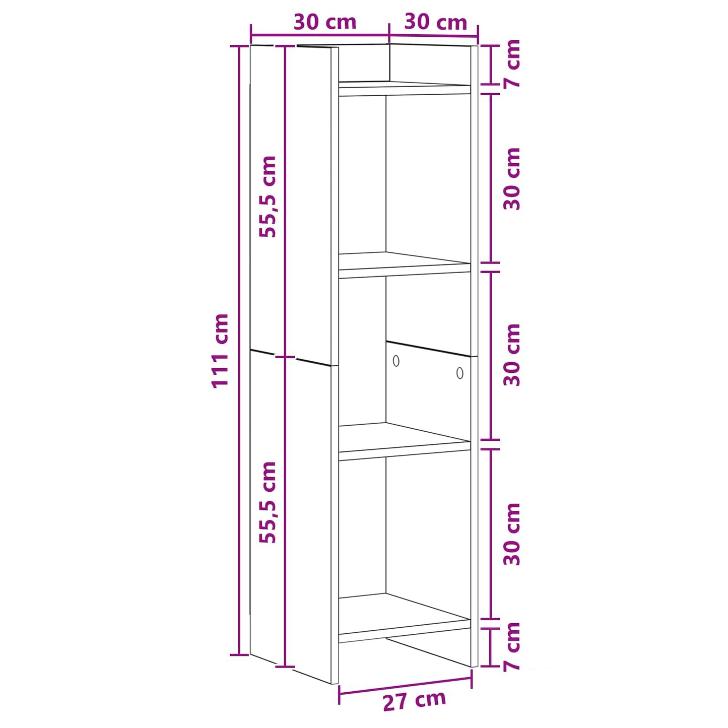Libreria Bianco 30 x 30 x 111 cm Legno ingegnerizzato | homemem39