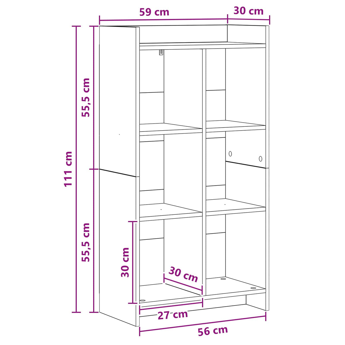 Libreria 6 livelli 59 x 30 x 111 cm Legno ingegnerizzato