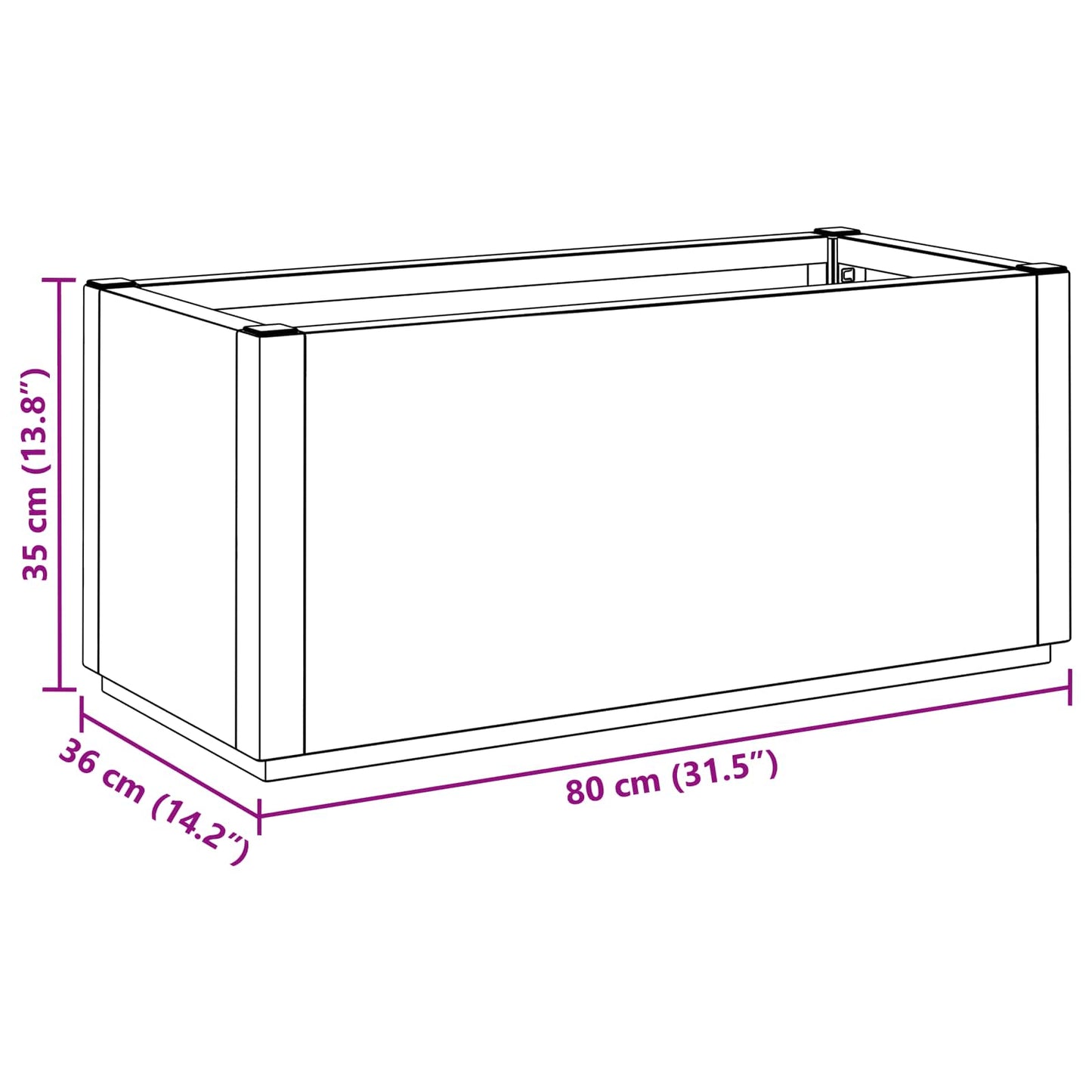 Scatola per Fiori da Giardino Marrone 80 x 36 x 35 cm PP