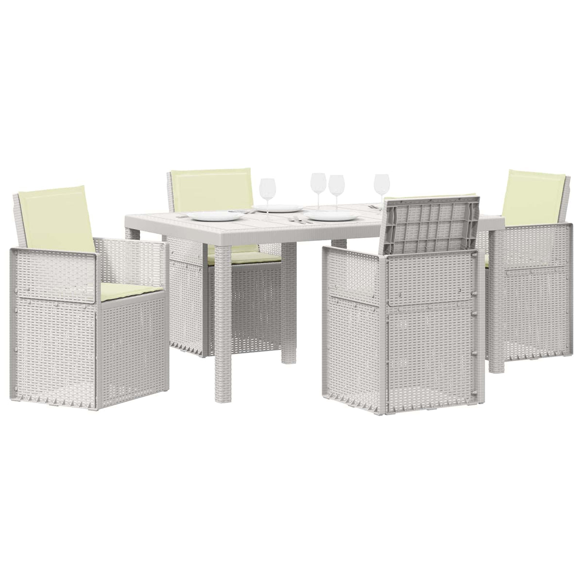 Set da Pranzo per Giardino 5 pz Bianco e Crema PP | homemem39