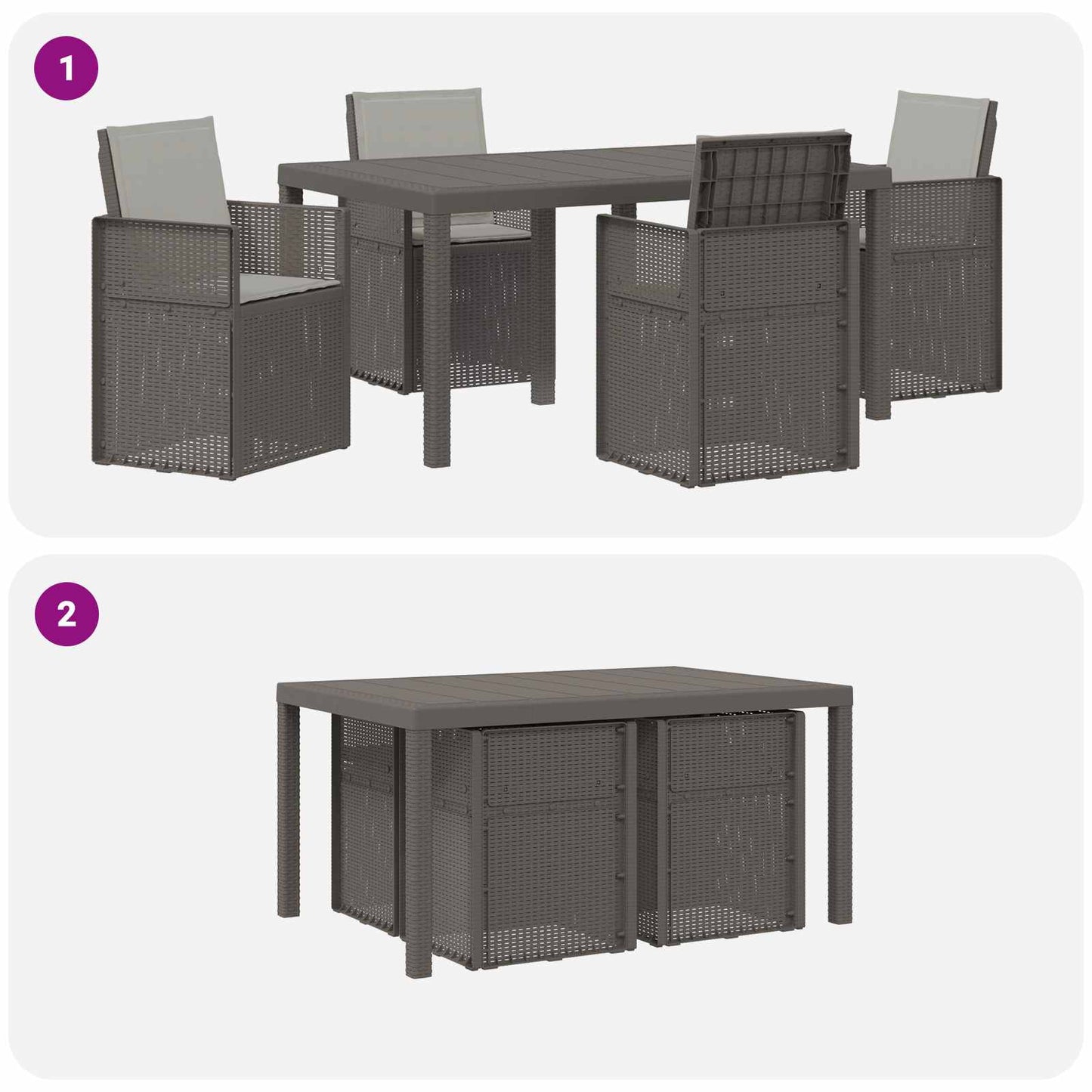 Set da Pranzo per Giardino 5 pz Grigio Chiaro PP | homemem39