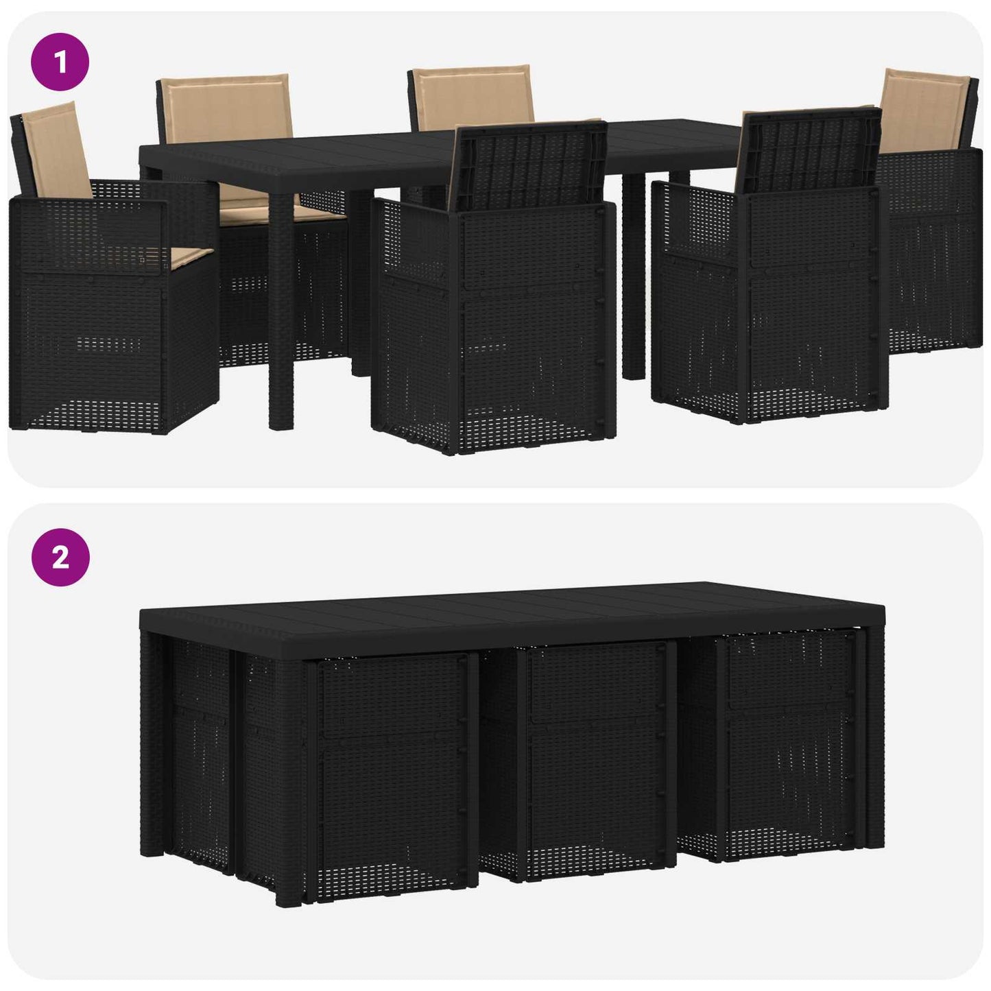 Set da Pranzo per Giardino 7 pcs Antracite e Tortora PP | homemem39