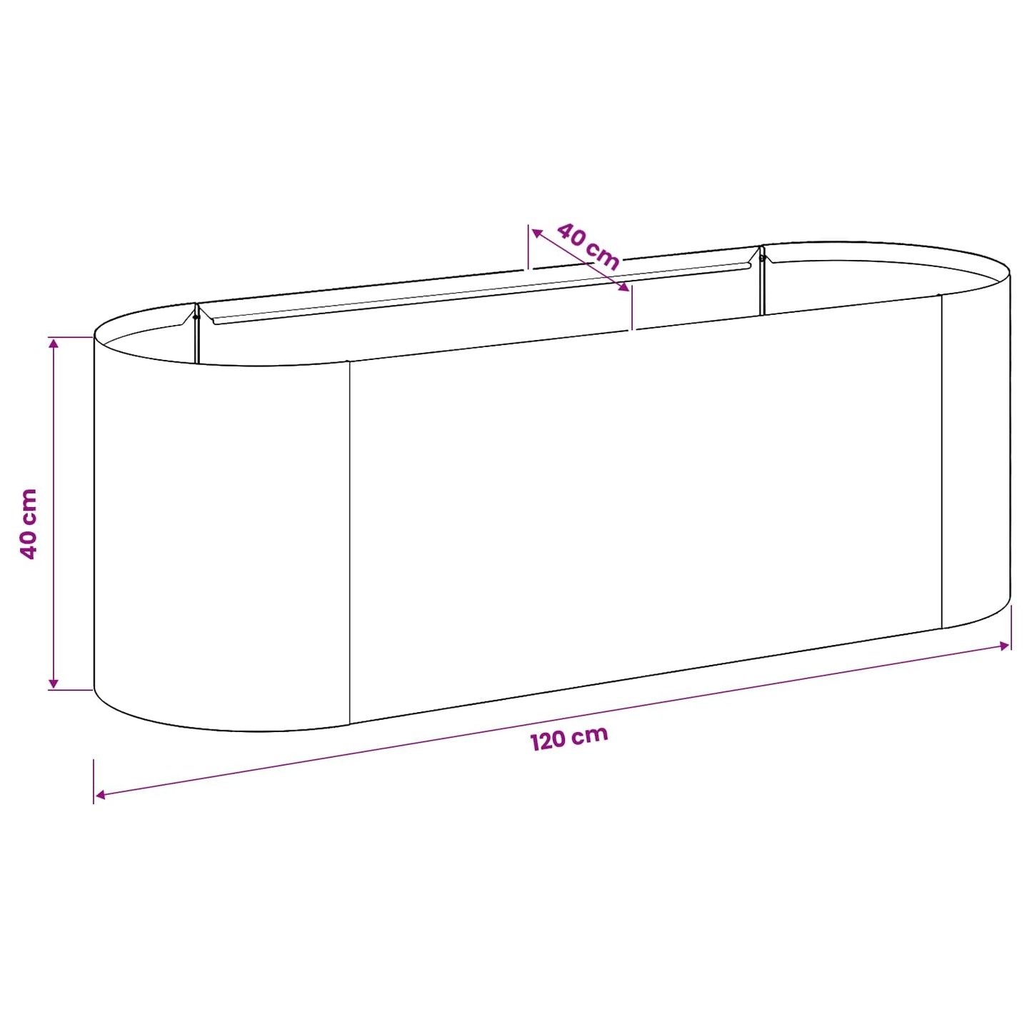 Letto rialzato da giardino Antracite 120 x 40 x 40 cm | homemem39