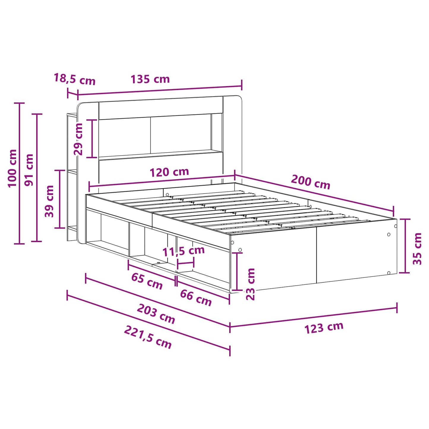 Telaio del letto con storage Rovere Artigianale 120 x 200 cm | homemem39
