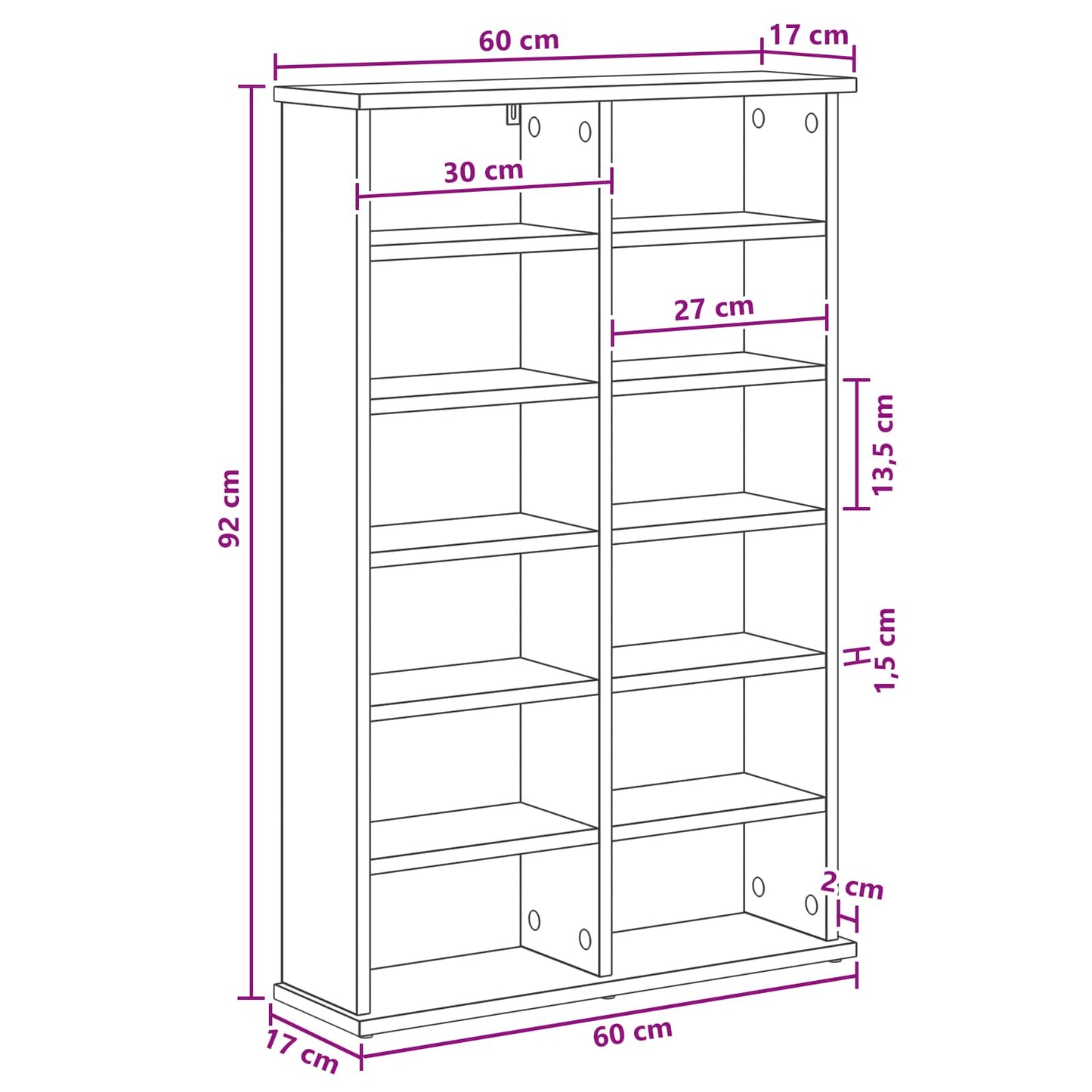 Mobile per CD Rovere Sonoma 60 x 17 x 92 cm | homemem39