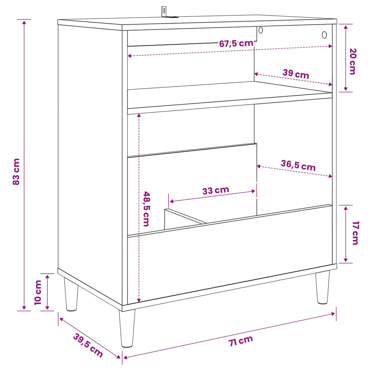 Supporto per giradischi Rovere Artigianale 71 x 39,5 x 83 cm | homemem39