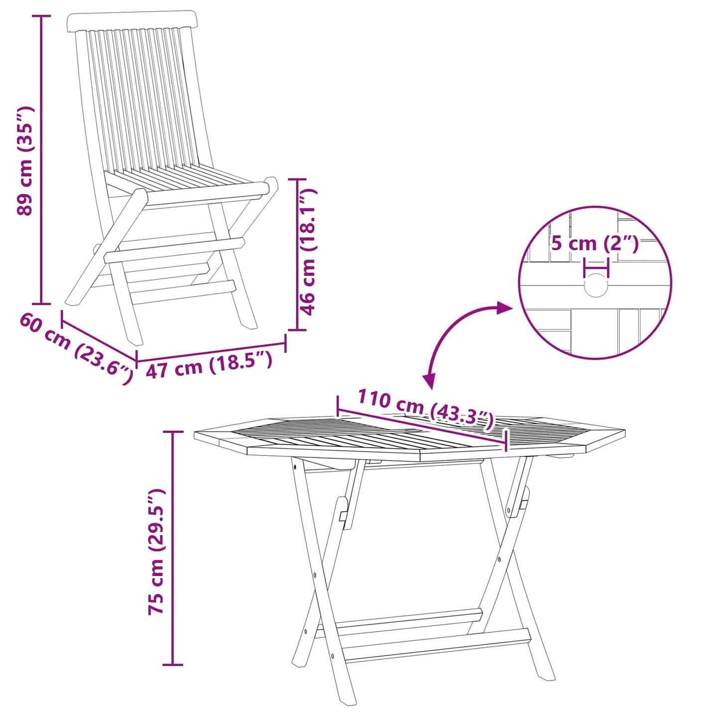Set Bistro da Giardino 3 pcs Marrone Legno Teak Massello | homemem39