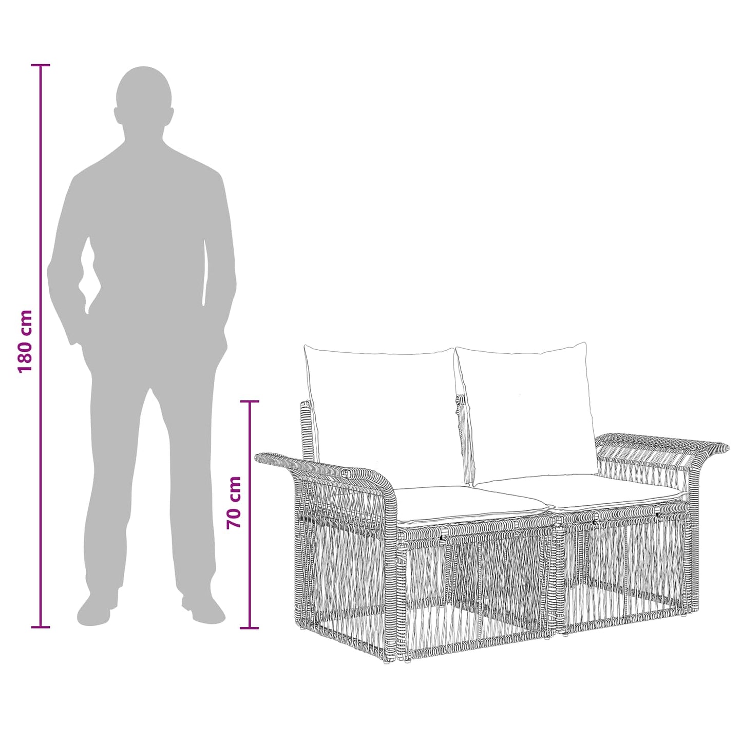 Set Divano da Giardino 10 pcs Grigio polyrattan | homemem39