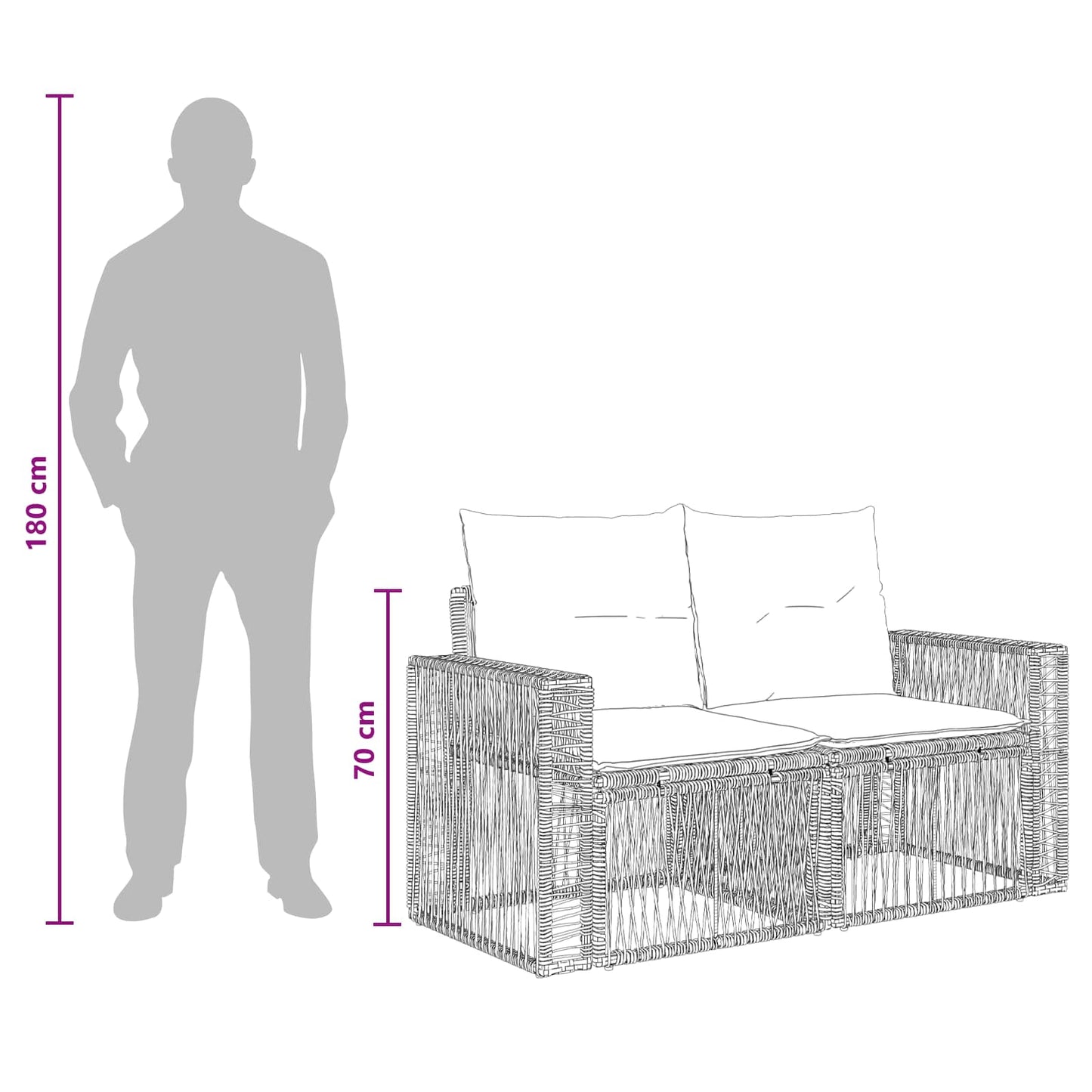 Set Divano da Giardino 3 pz Beige e Bianco Crema polyrattan | homemem39