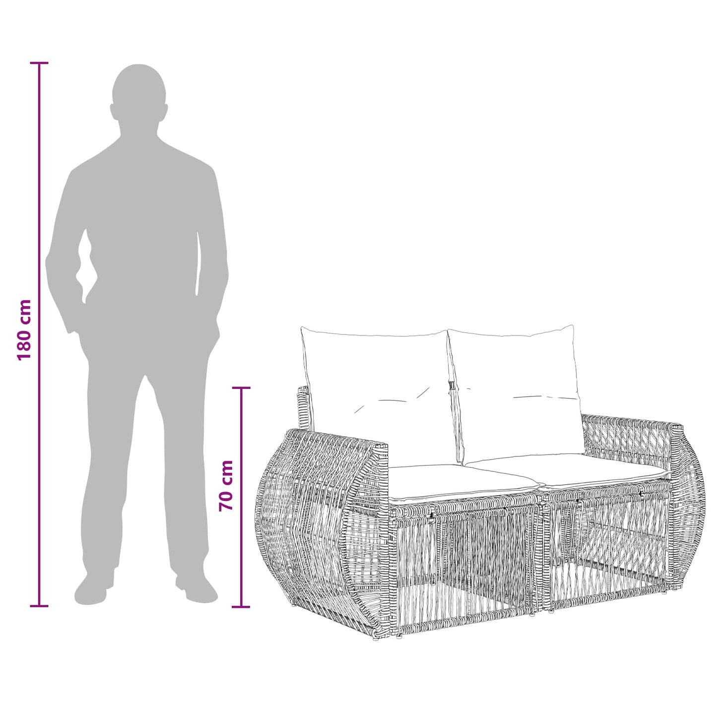 Set Divano da Giardino 3 pz Grigio e Grigio Scuro polyrattan | homemem39