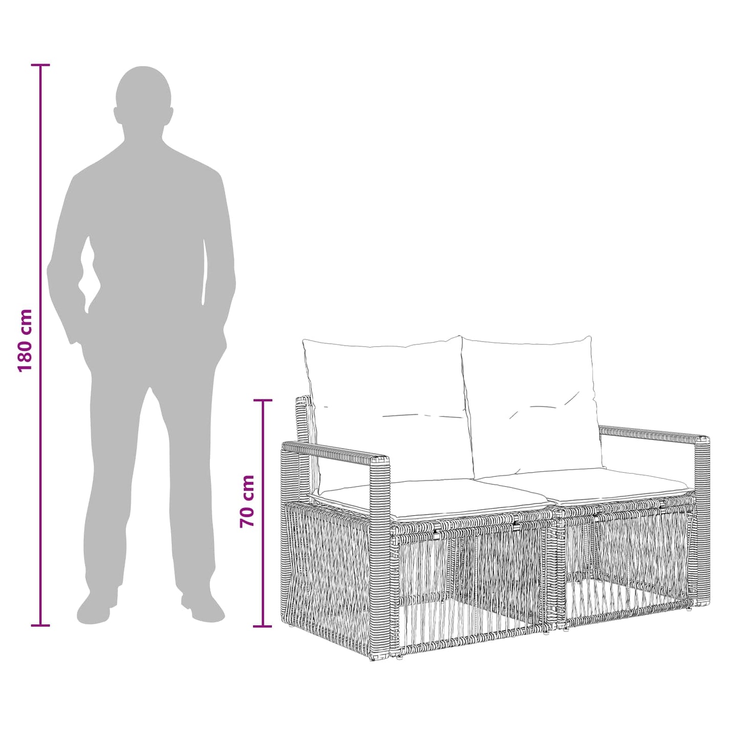 Set Divano da Giardino 6 pcs Beige polyrattan | homemem39