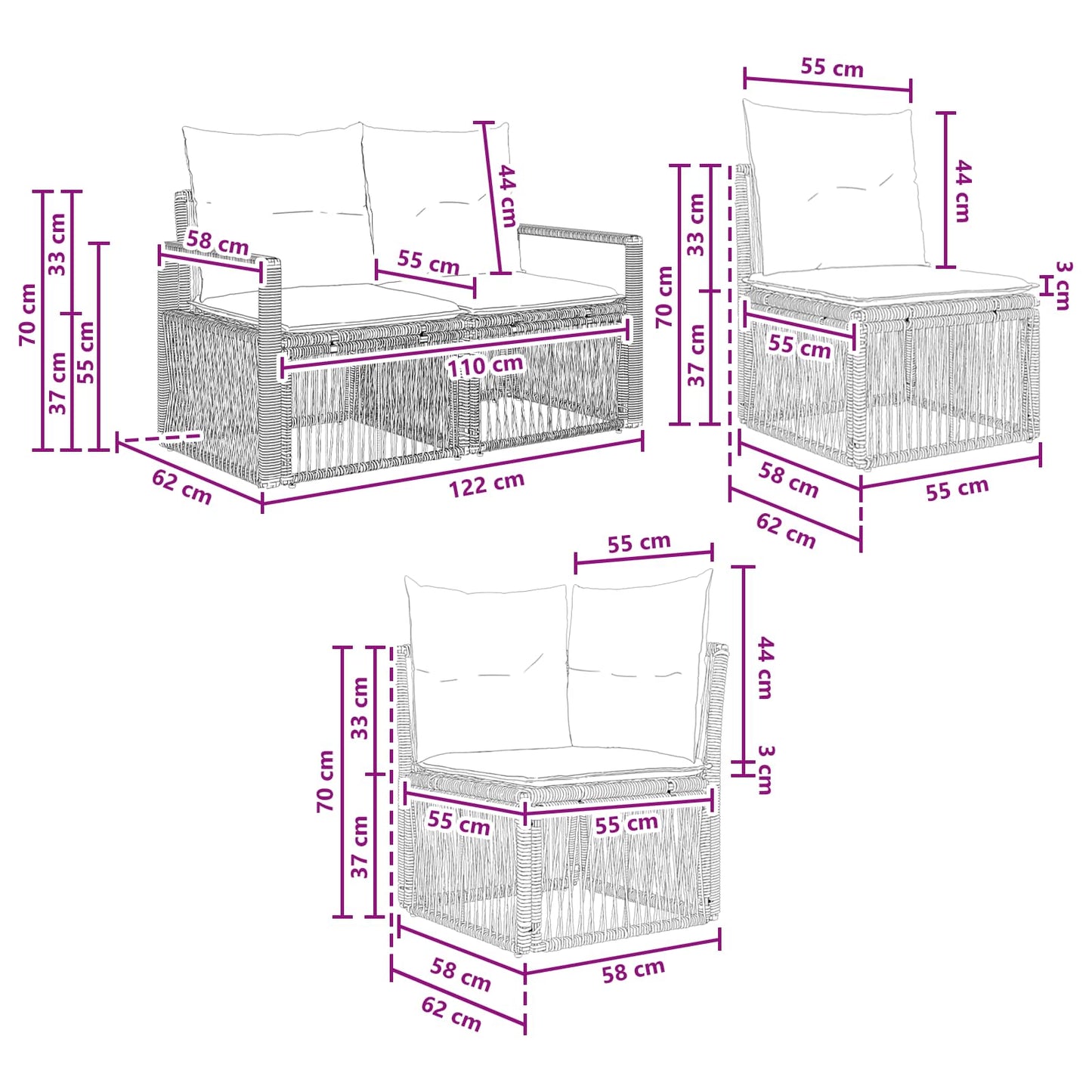 Set Divano da Giardino 9 pcs Beige polyrattan | homemem39