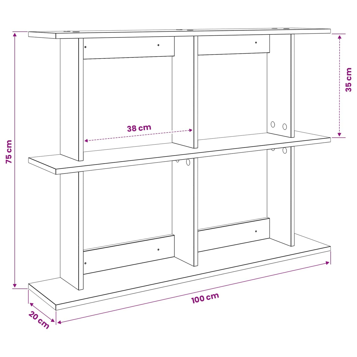 Scaffale da parete A parete Rovere Nero 100 x 20 x 75 cm | homemem39