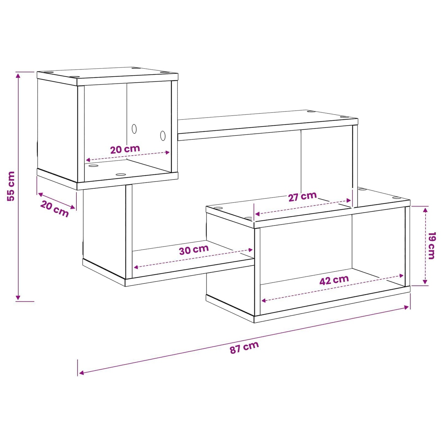 Mensola sospesa A parete Legno antico 87 x 20 x 55 cm | homemem39