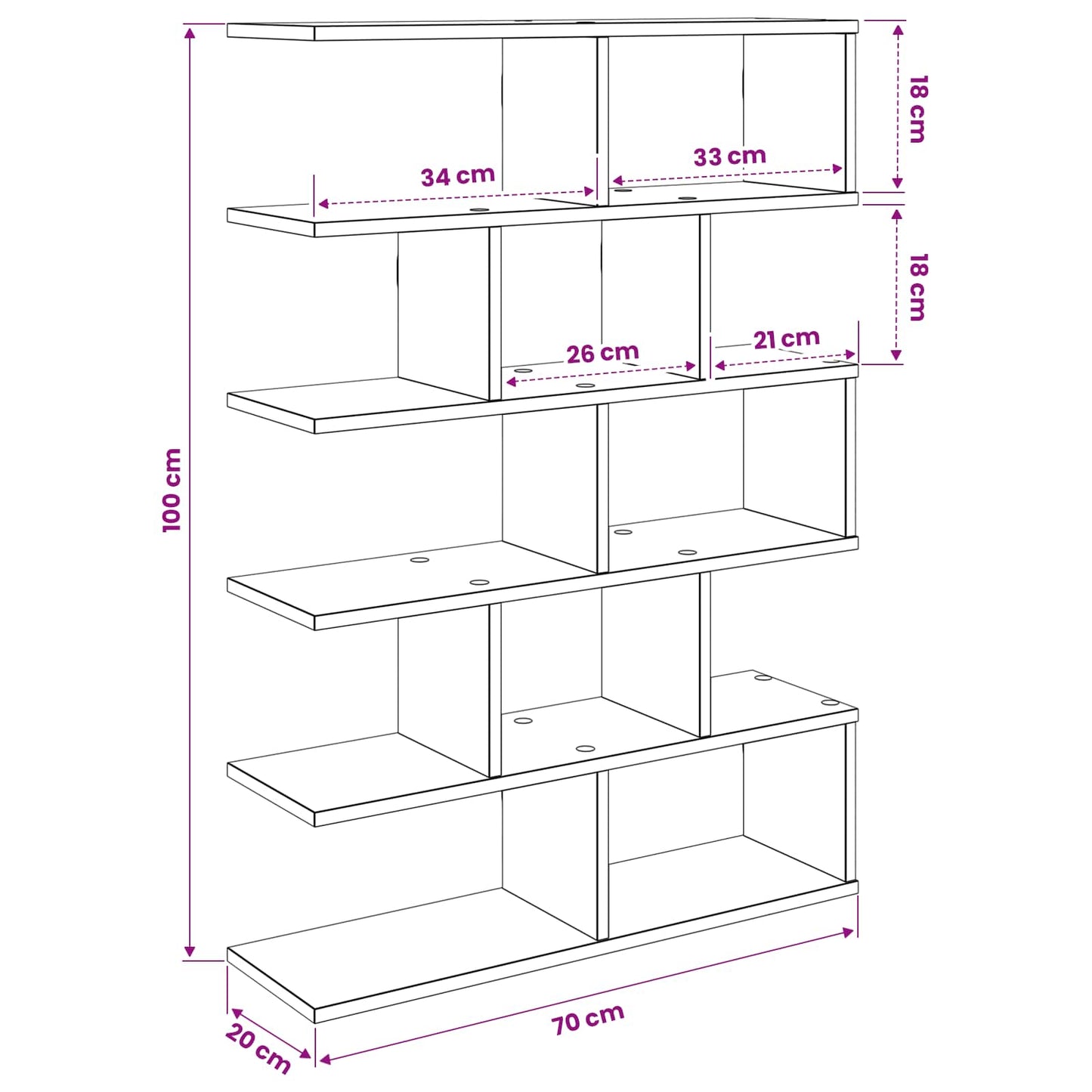 Scaffale da parete Rovere Nero 70 x 20 x 100 cm | homemem39