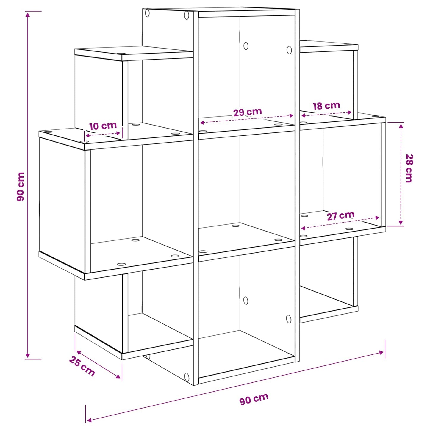 Scaffale da parete Rovere Artigianale 90 x 25 x 90 cm | homemem39