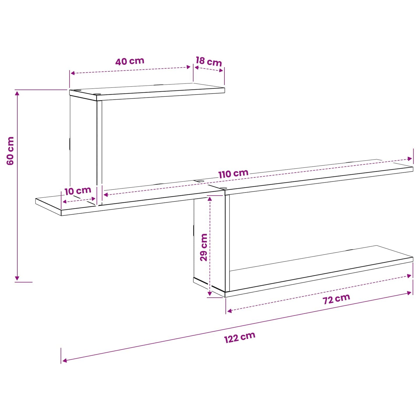 Scaffale da parete Rovere Artigianale 122 x 18 x 60 cm | homemem39