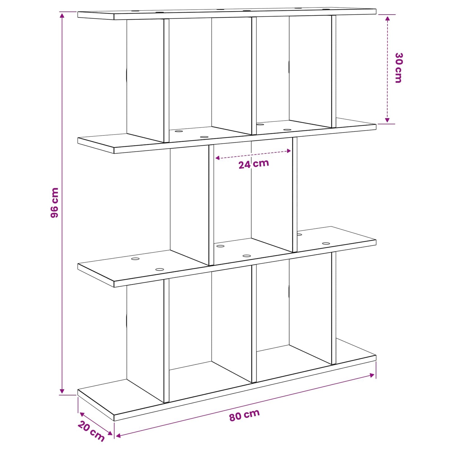 Scaffale da parete Grigio Cemento 80 x 20 x 96 cm | homemem39