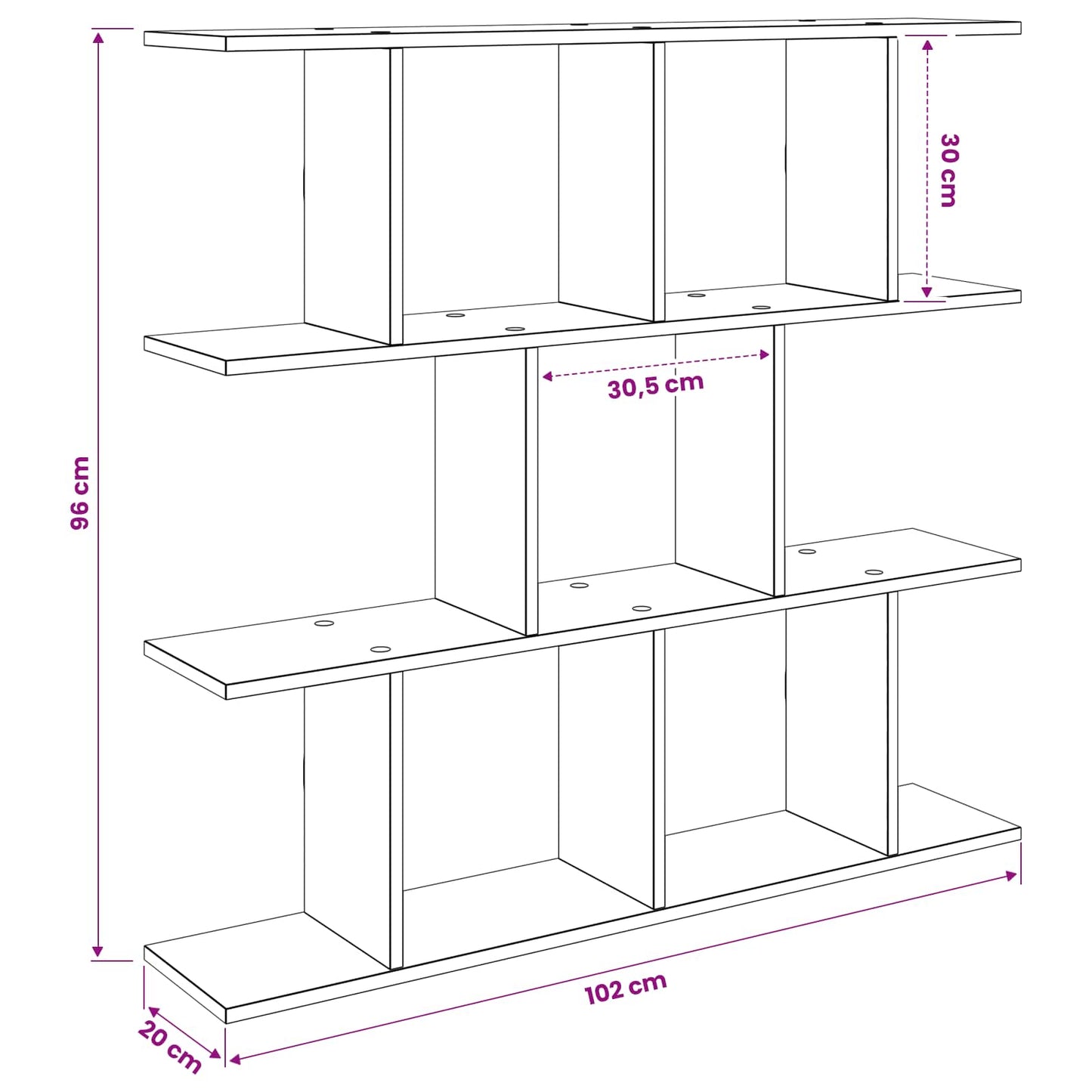 Scaffale da parete Bianco 102 x 20 x 96 cm Legno ingegnerizzato | homemem39