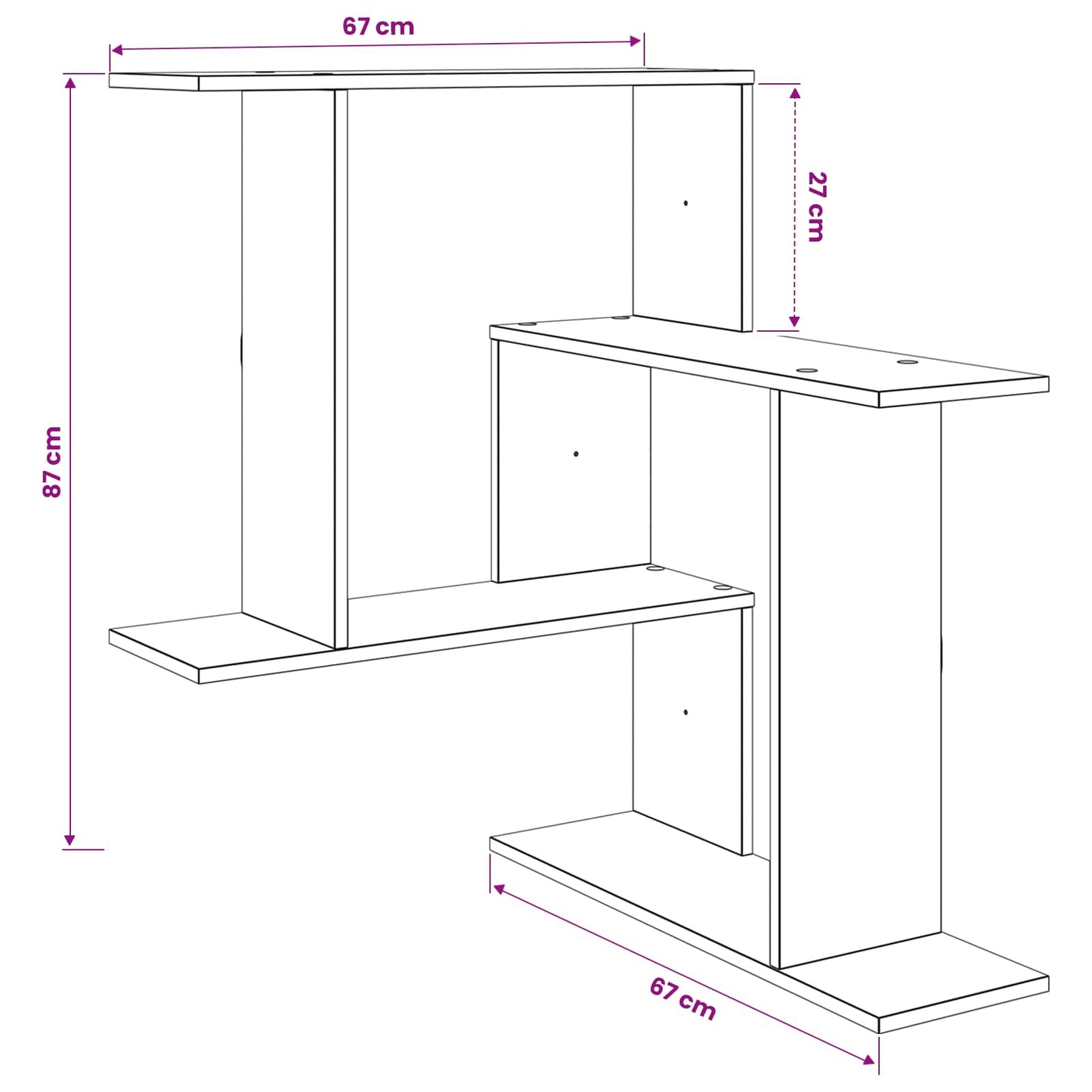 Scaffale da parete Bianco 67 x 67 x 87 cm Legno ingegnerizzato | homemem39