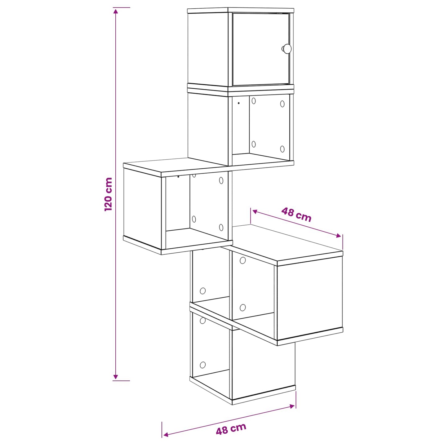 Mensola Angolare da Parete Rovere Sonoma 48 x 48 x 120 cm | homemem39