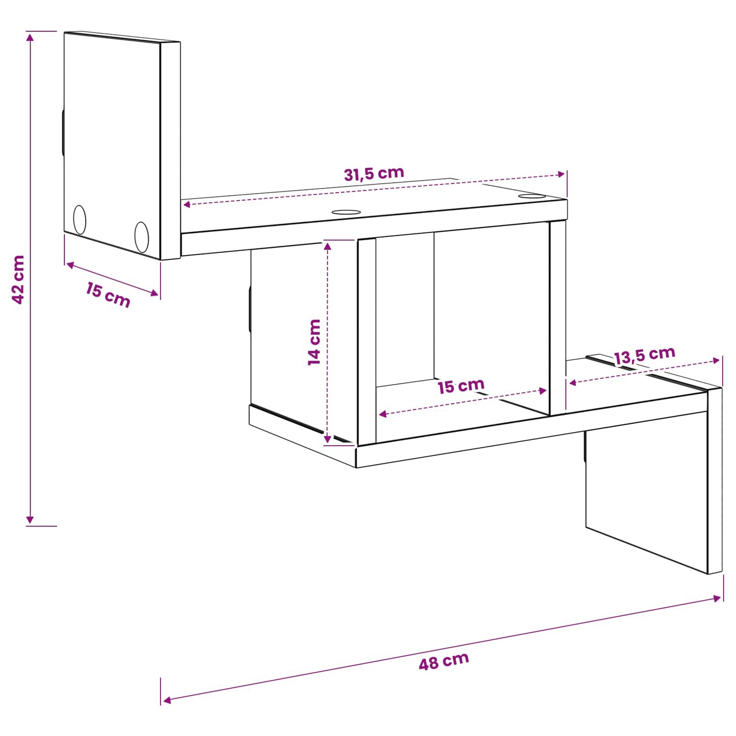 Scaffale da parete Rovere Sonoma 48 x 15 x 42 cm | homemem39