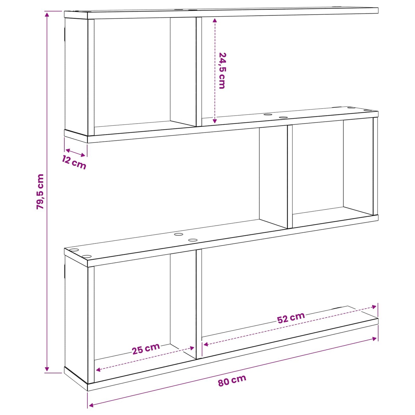 Scaffale da parete Rovere Nero 80 x 12 x 79,5 cm | homemem39