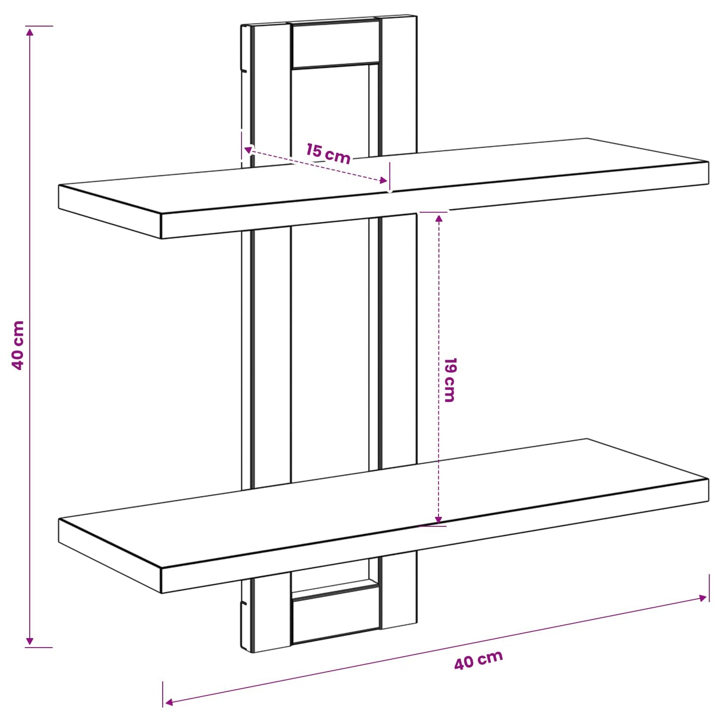 Scaffali flottanti Legno antico 40 x 15 x 40 cm | homemem39