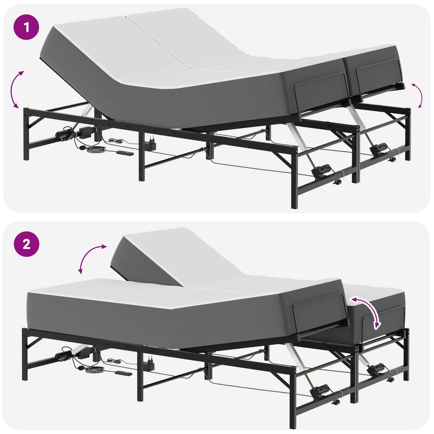 Telaio Letto Elettrico Regolabile Nero 140 x 200 cm Acciaio | homemem39