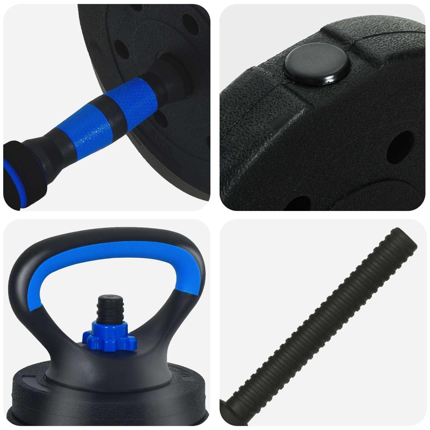 Set di Manubri 4-in-1 40kg Nero e Blu Cemento e sabbia di ferro | homemem39