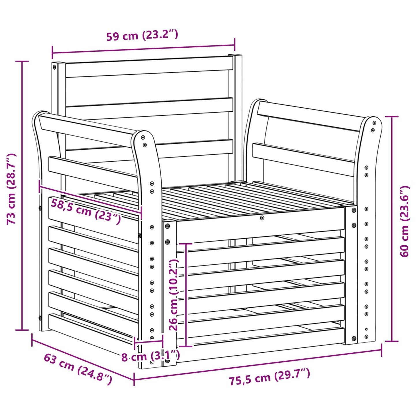 Set di divani da esterno Legno di Acacia Massello Bianco | homemem39