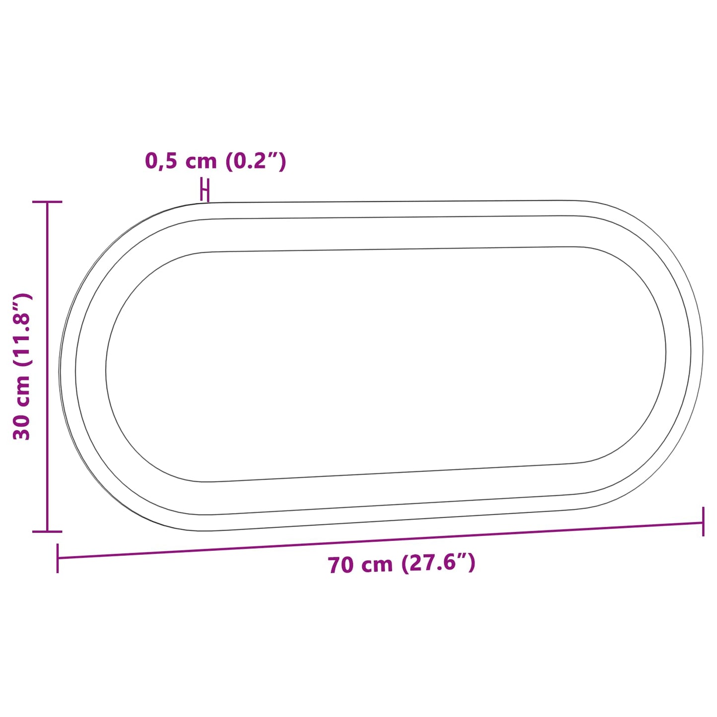 Specchio da bagno LED Trasparente 70 x 30 cm vetro temperato | homemem39