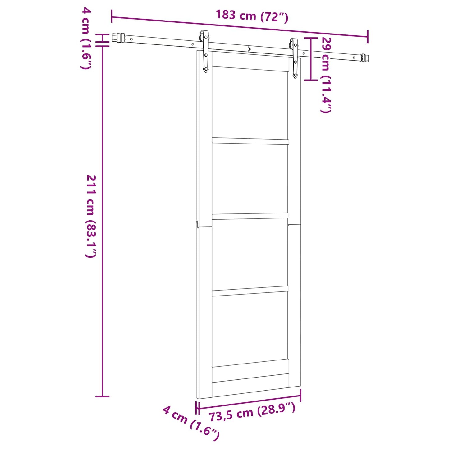 Porta scorrevole ORKDAL Naturale e Nero 73,5 x 211 cm | homemem39