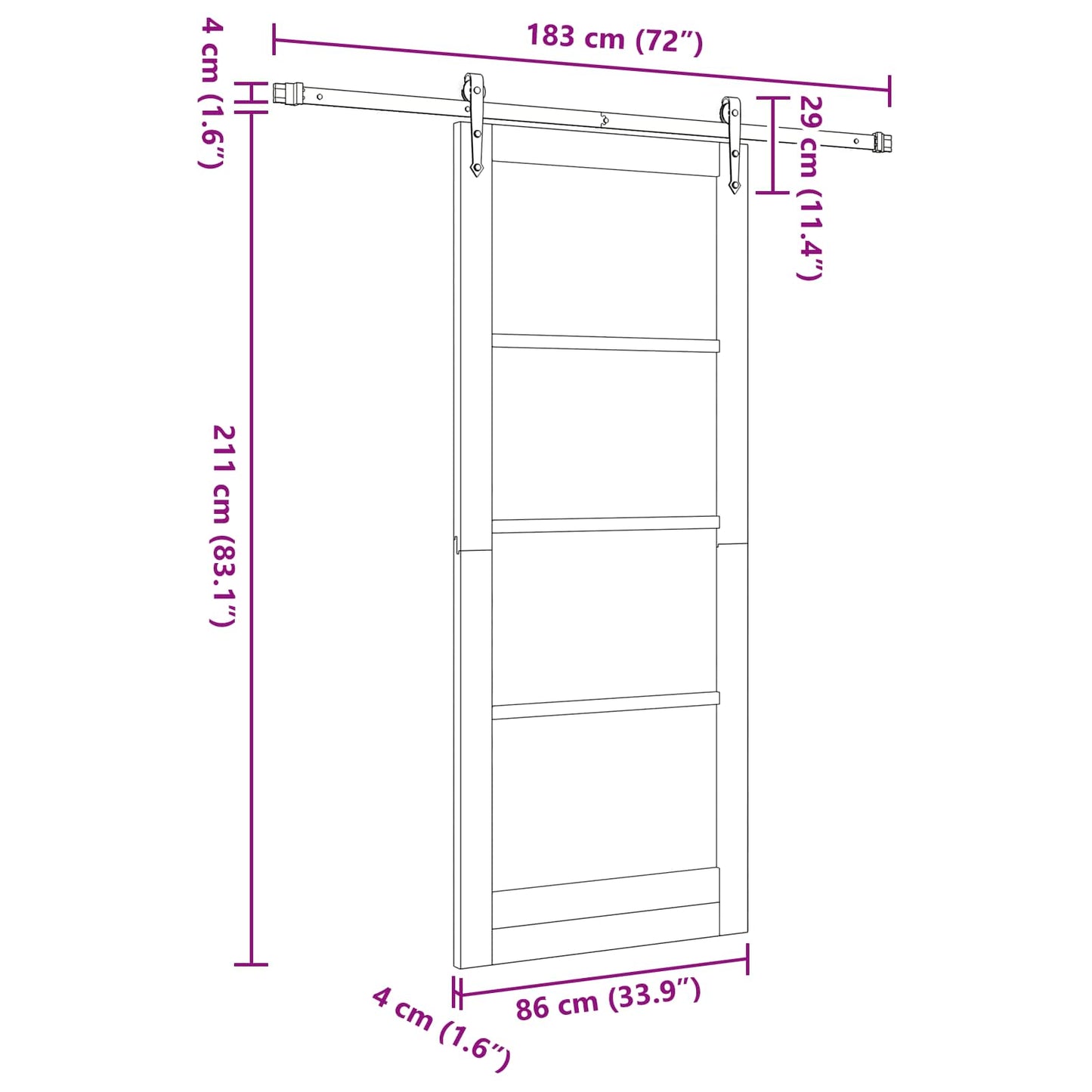 Porta scorrevole ORKDAL Naturale e Nero 86 x 211 cm | homemem39