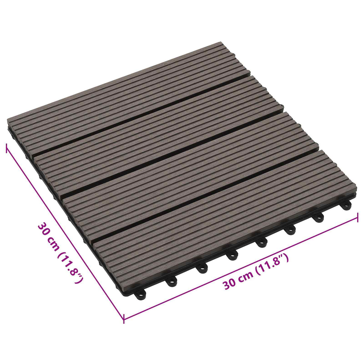Piastrella per Decking 11 pz Marrone Scuro 30 x 30 cm WPC