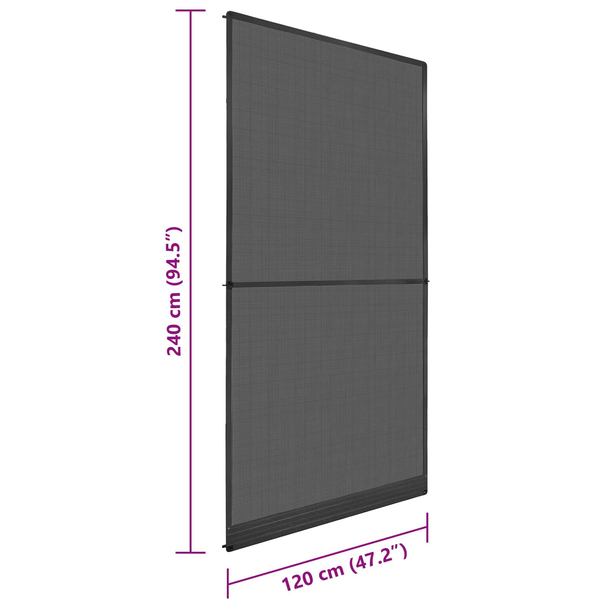 Schermo Insetti a Battente Antracite e Nero 120 x 240 cm