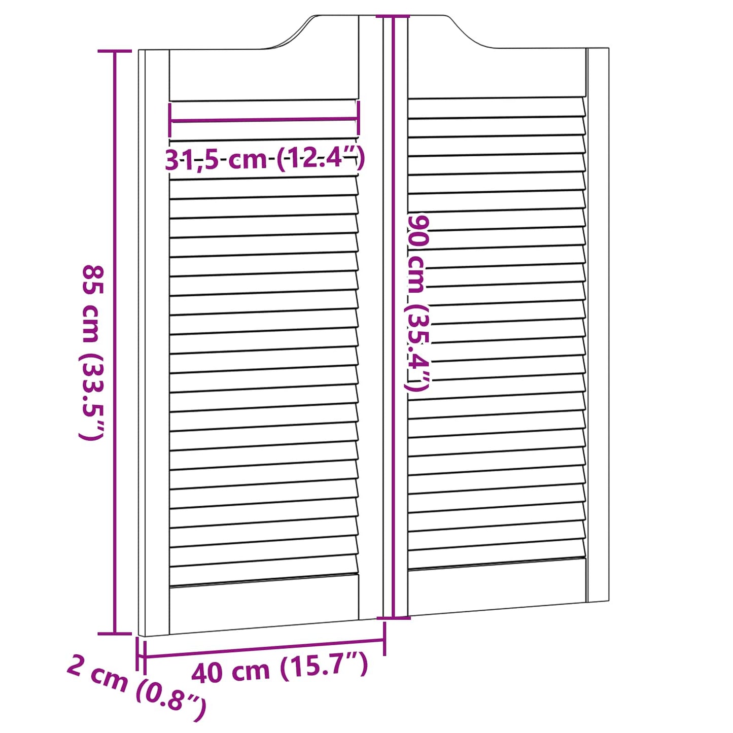 Porte Swing Naturale 90 x 40 cm Legno Massello di Pino | homemem39