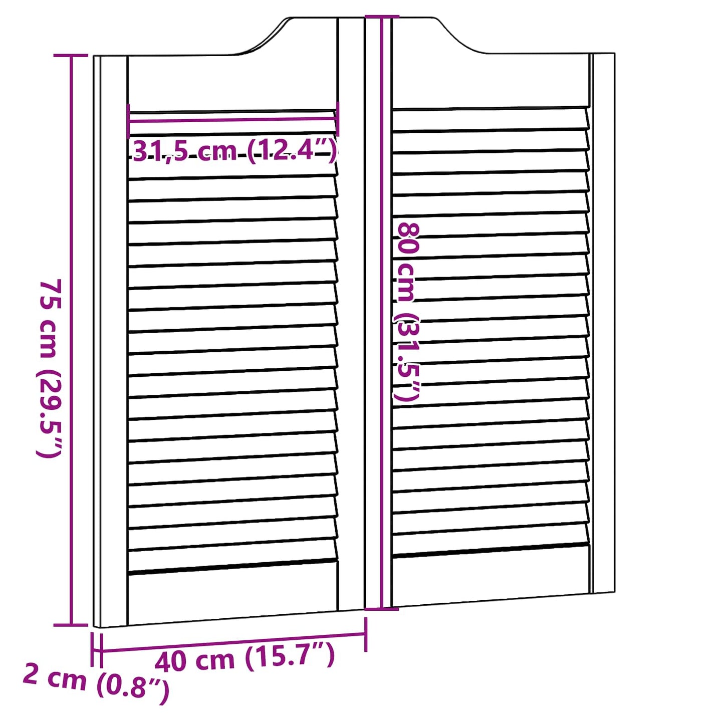 Porte Swing Bianco 80 x 40 cm Legno Massello di Pino | homemem39