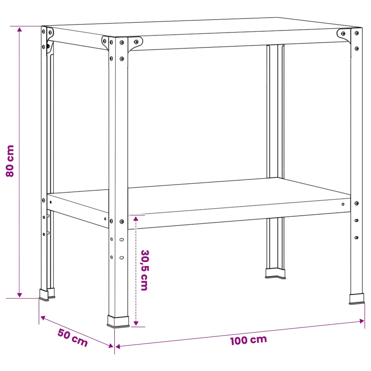 Tavolo da rinvaso 100 x 50 x 80 cm Acciaio verniciato a polvere | homemem39
