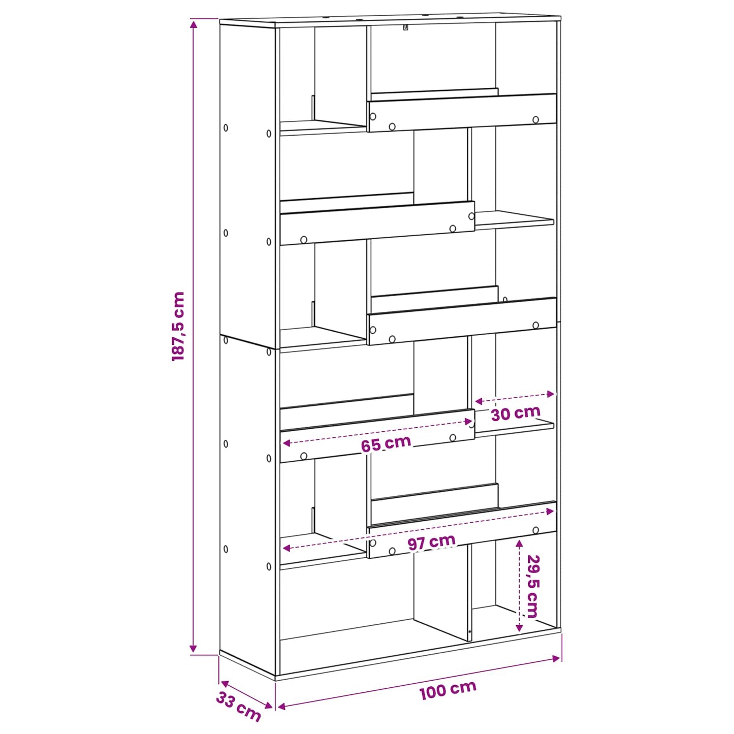 Scaffale per Libri Rovere nero 100 x 33 x 156,5 cm | homemem39