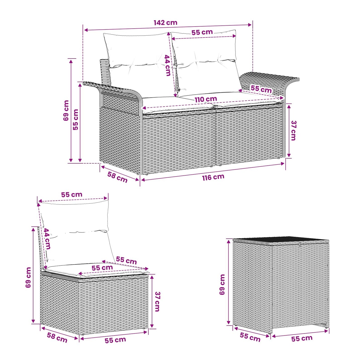 Set di divani 5 pz Marrone e Bianco Crema | homemem39