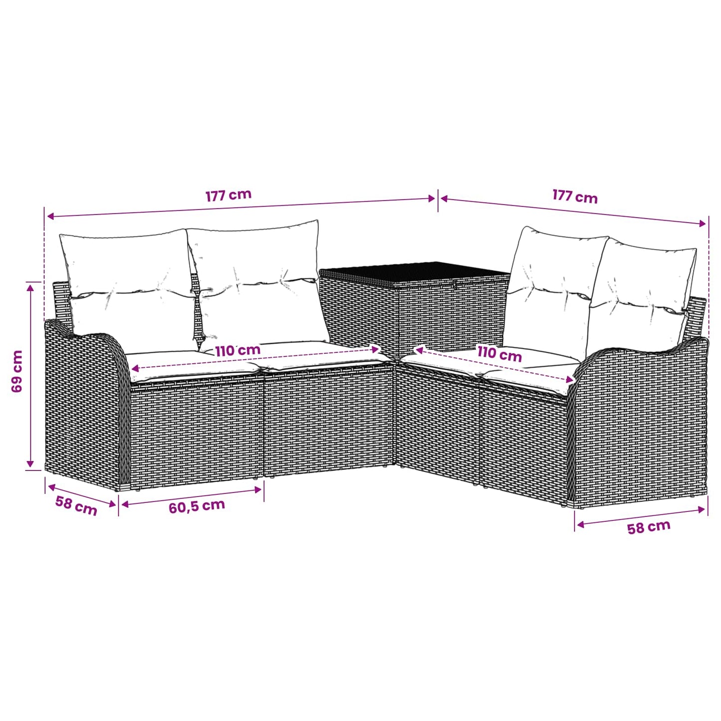Set di divani 5 pz Nero e Bianco Crema | homemem39