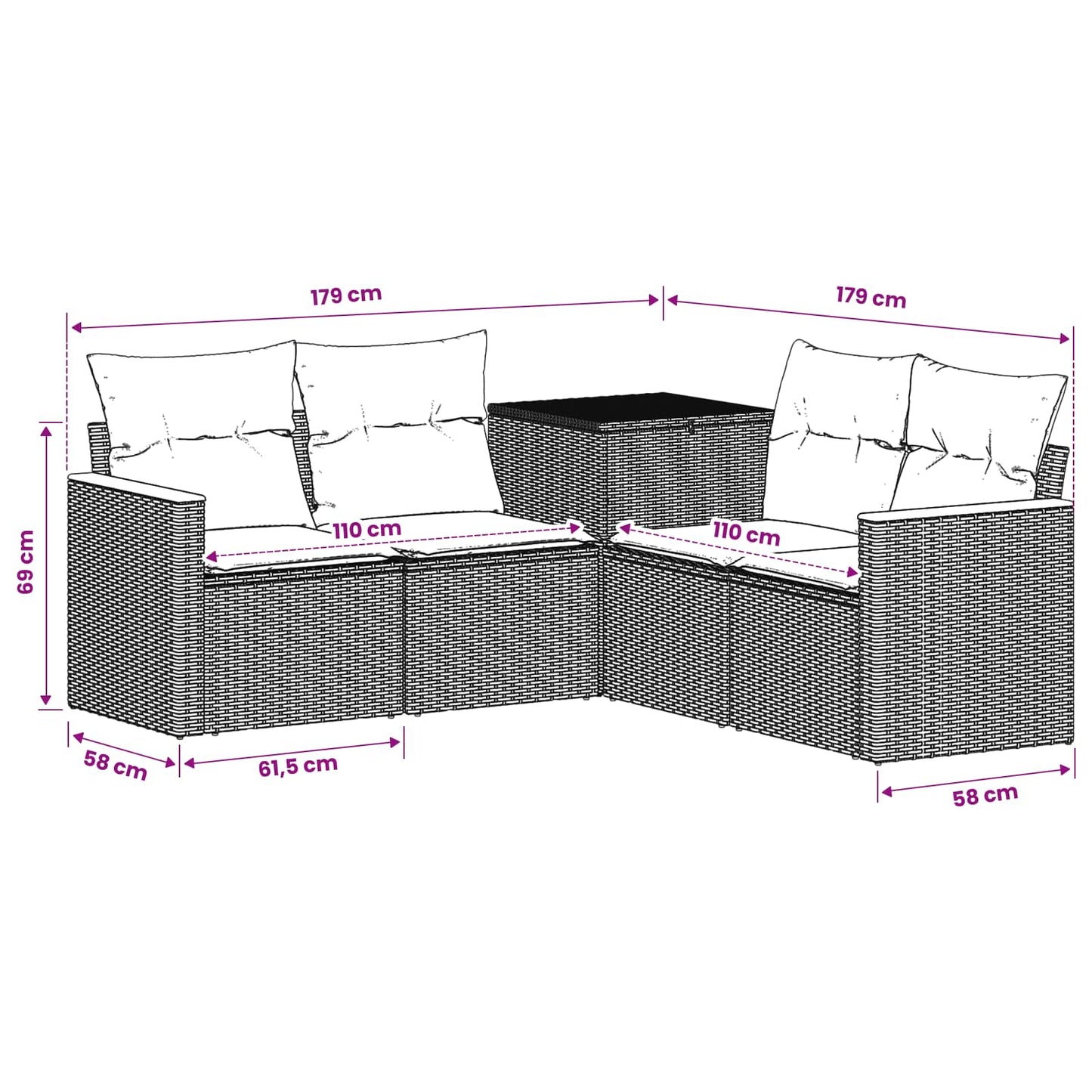 Set di divani 5 pz Grigio e Grigio Scuro | homemem39