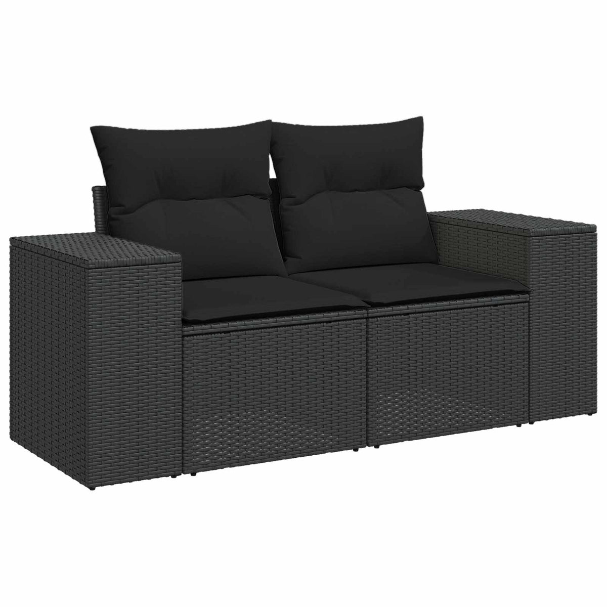 Set di divani 8 pz Nero Rattan sintetico e Acciaio | homemem39