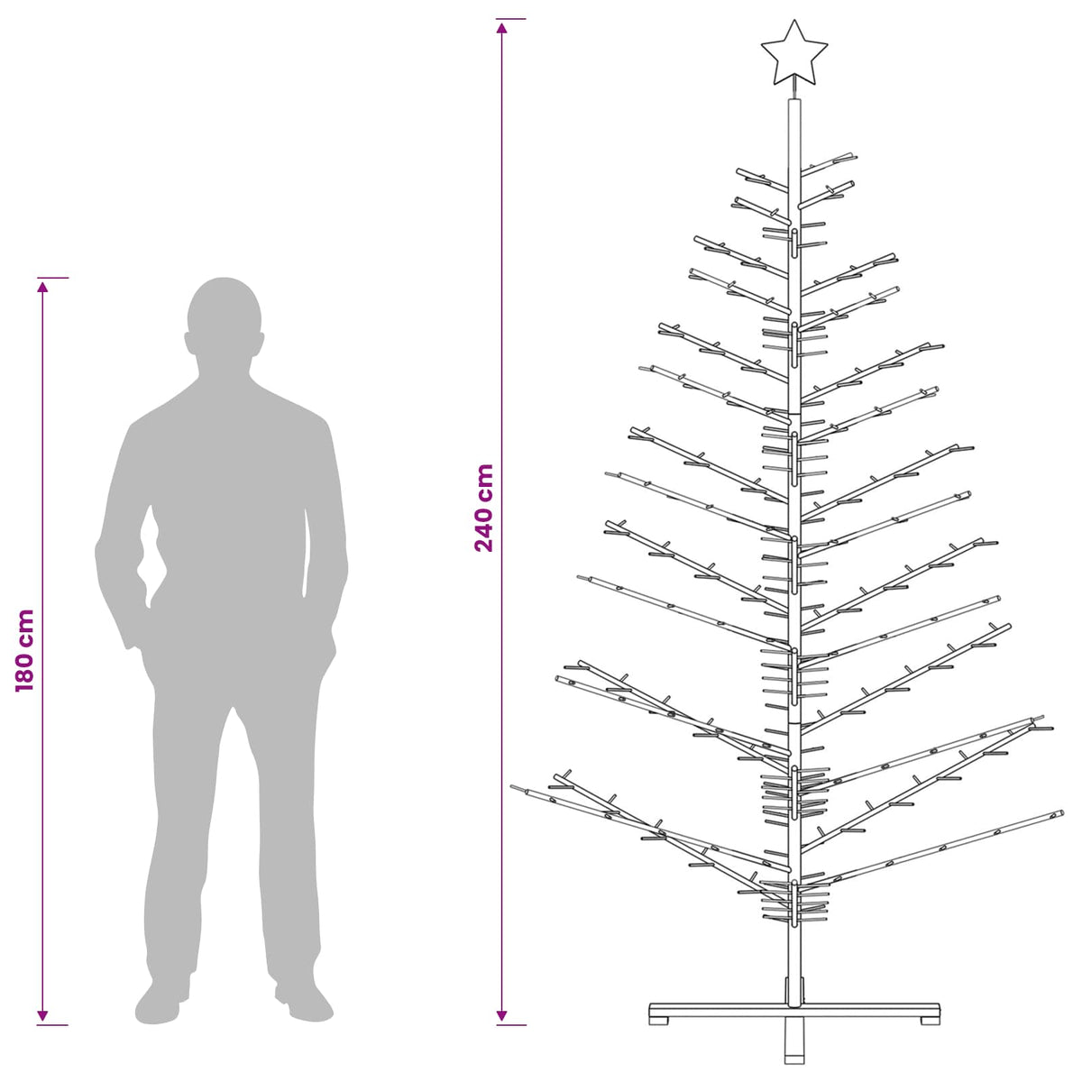 Albero di Natale in legno KOTKA 240 cm Legno Massello di Pino | homemem39