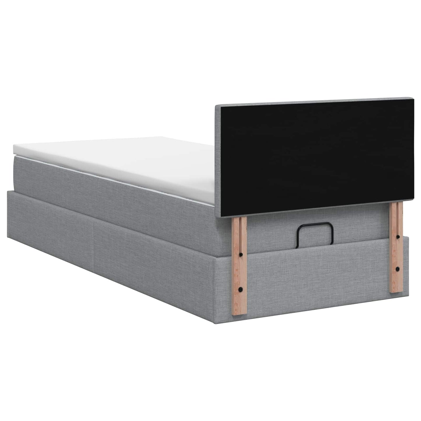 Letto Ottomano con Materasso e LED Grigio Chiaro 90 x 190 cm