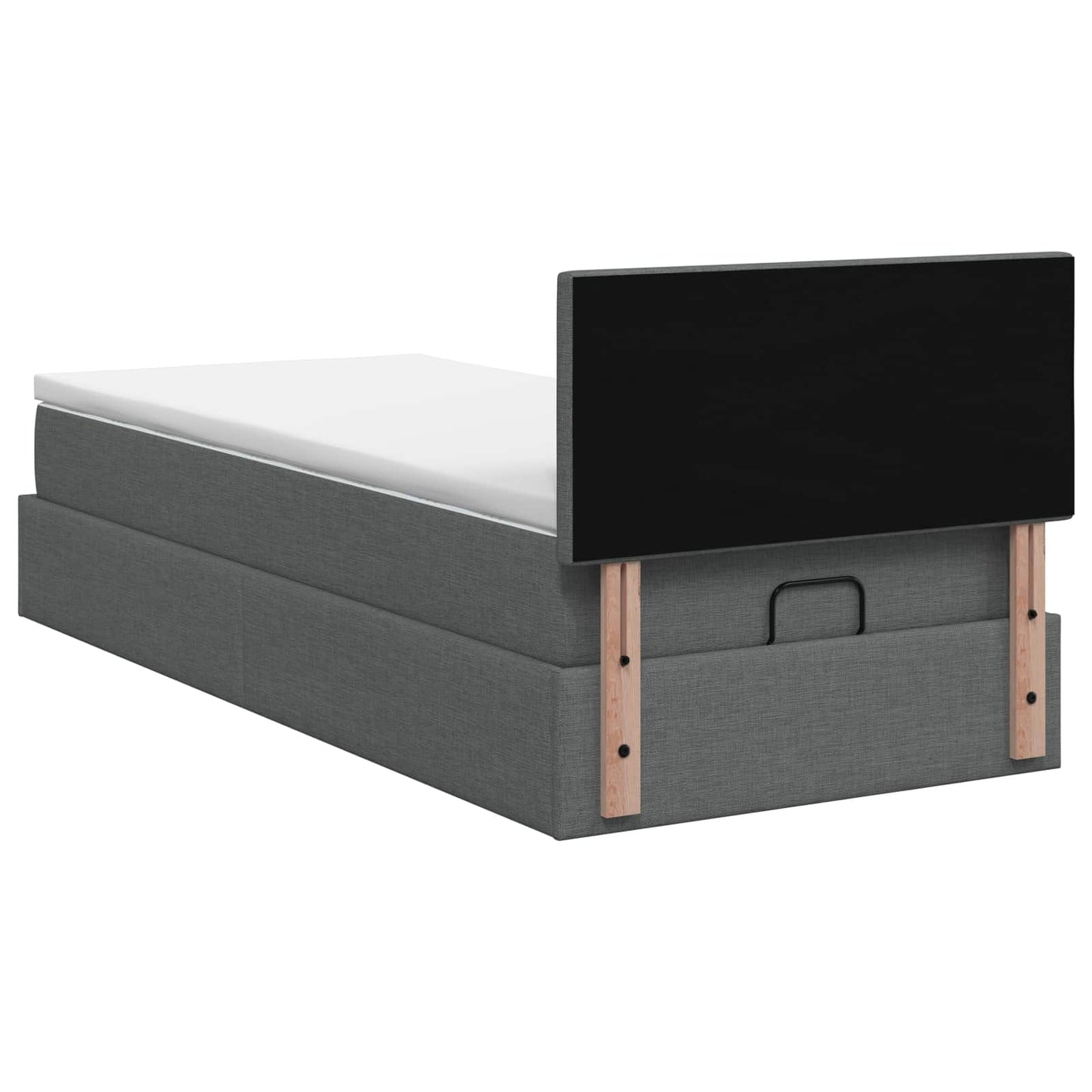 Letto Ottomano con Materasso e LED Grigio Scuro 90 x 190 cm