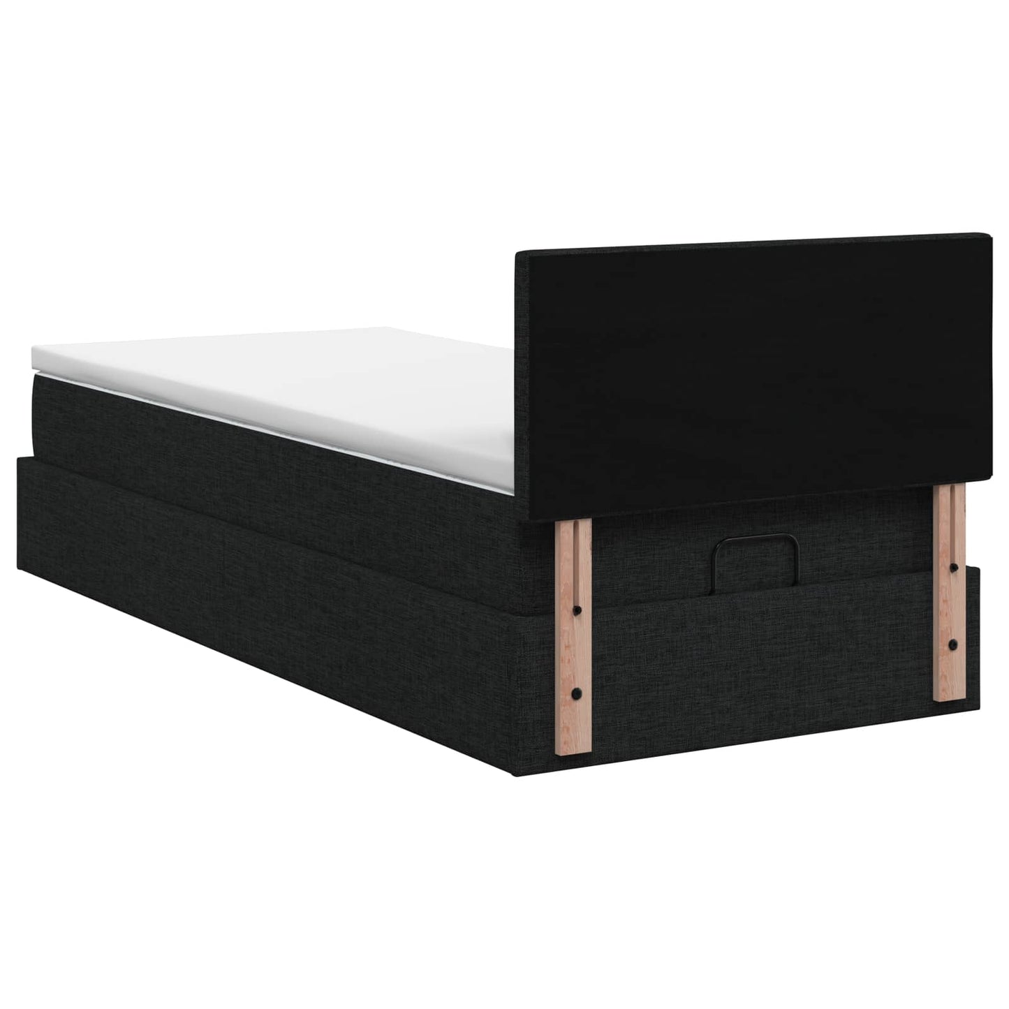 Letto Ottomano con Materasso e LED Nero 100 x 200 cm Tessuto