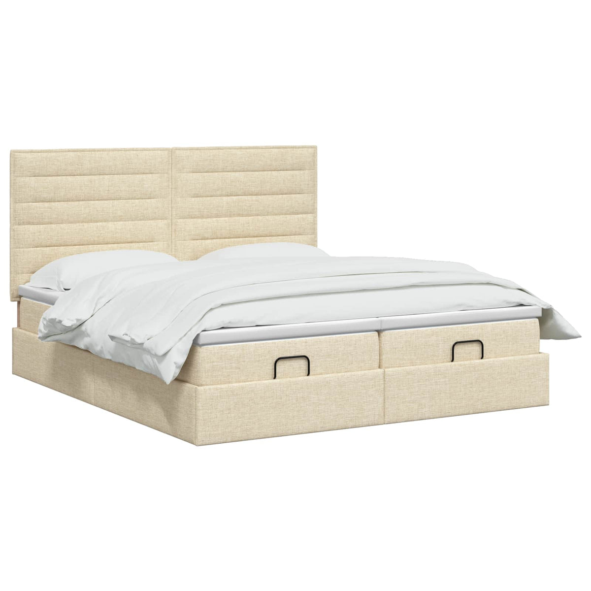 Letto ottomano con materasso con testiera 2 pz Crema Tessuto | homemem39